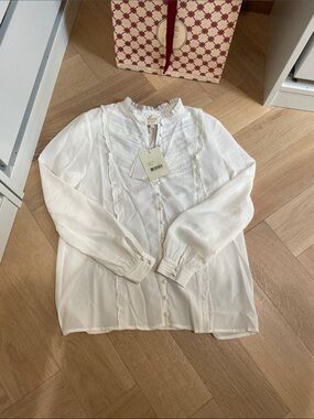 NWT Sezane CLAIRE BLOUSE Ecru in size 36